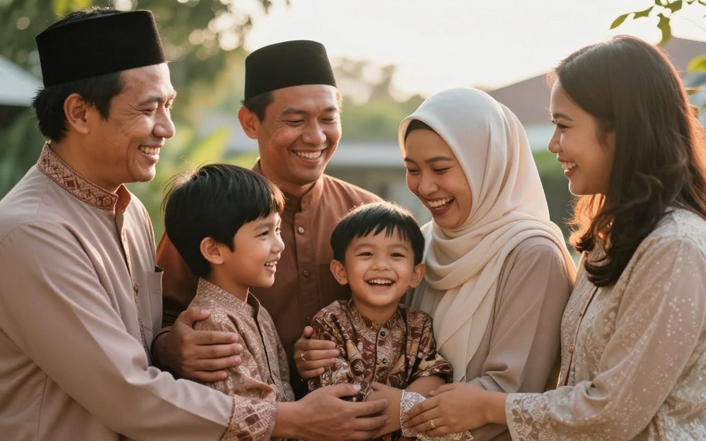 Perayaan Lebaran dengan keluarga bahagia dan wangi