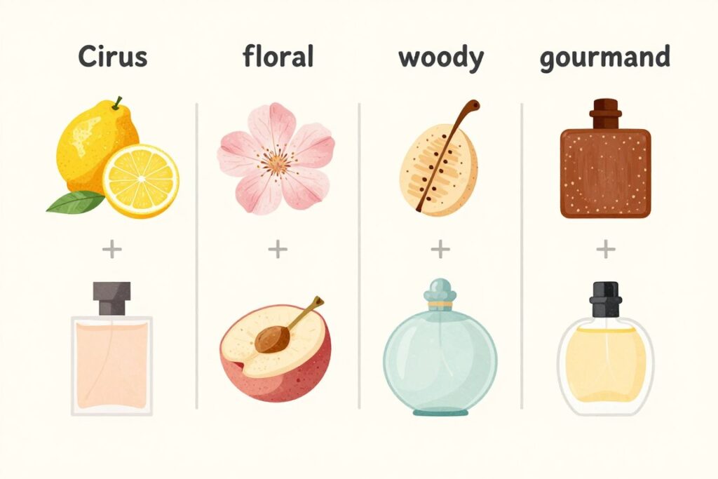 Perbandingan visual keempat jenis aroma parfum