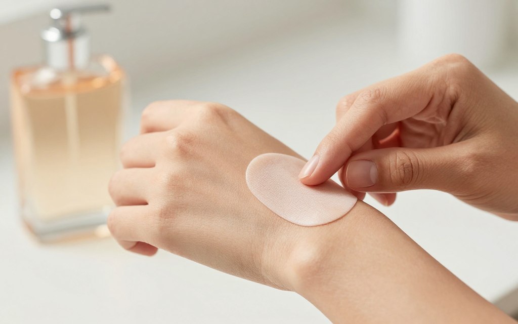 Seseorang menguji parfum pada pergelangan tangan